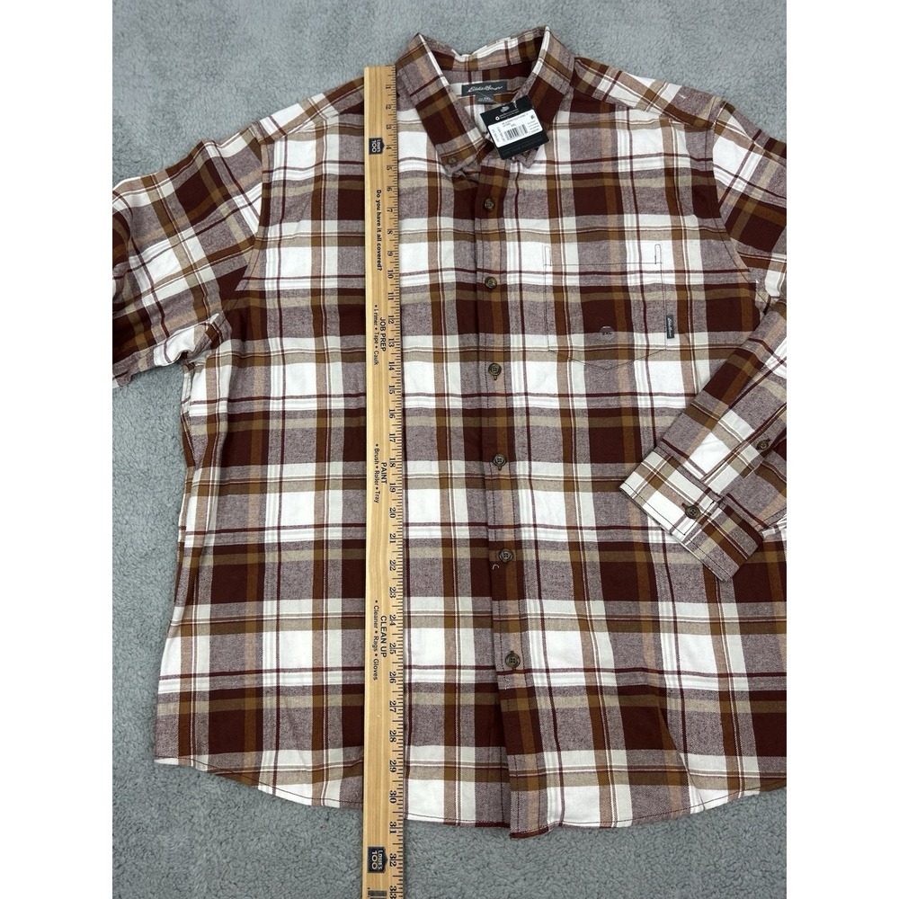Eddie Bauer Flannel Shirt Mens 2XL Plaid Checkered Long Sleeve Red White - Picture 4 of 7